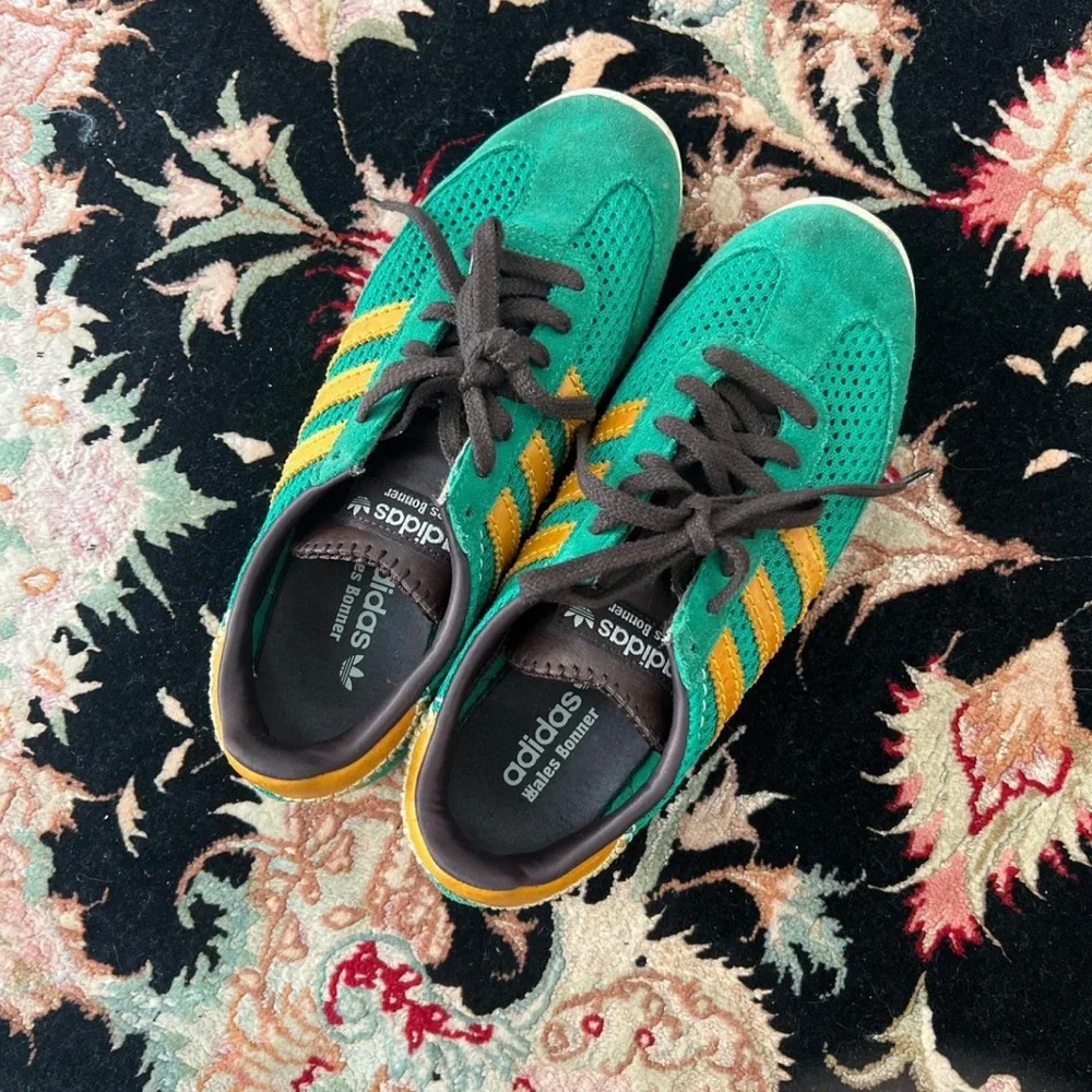 adidas Green Sneakers with Yellow Stripes - Picture 2 of 3